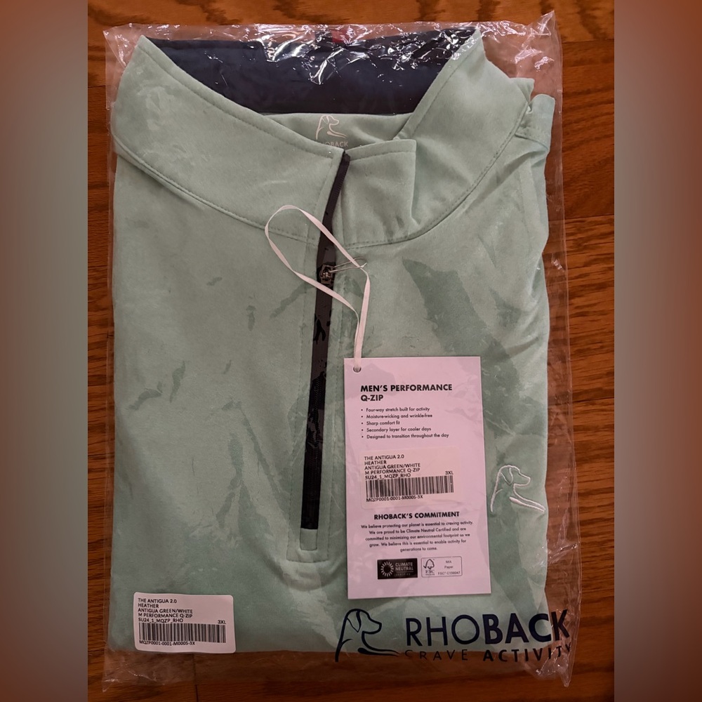 Rhoback Men's Heather Performance Q-Zip - Antigua Green